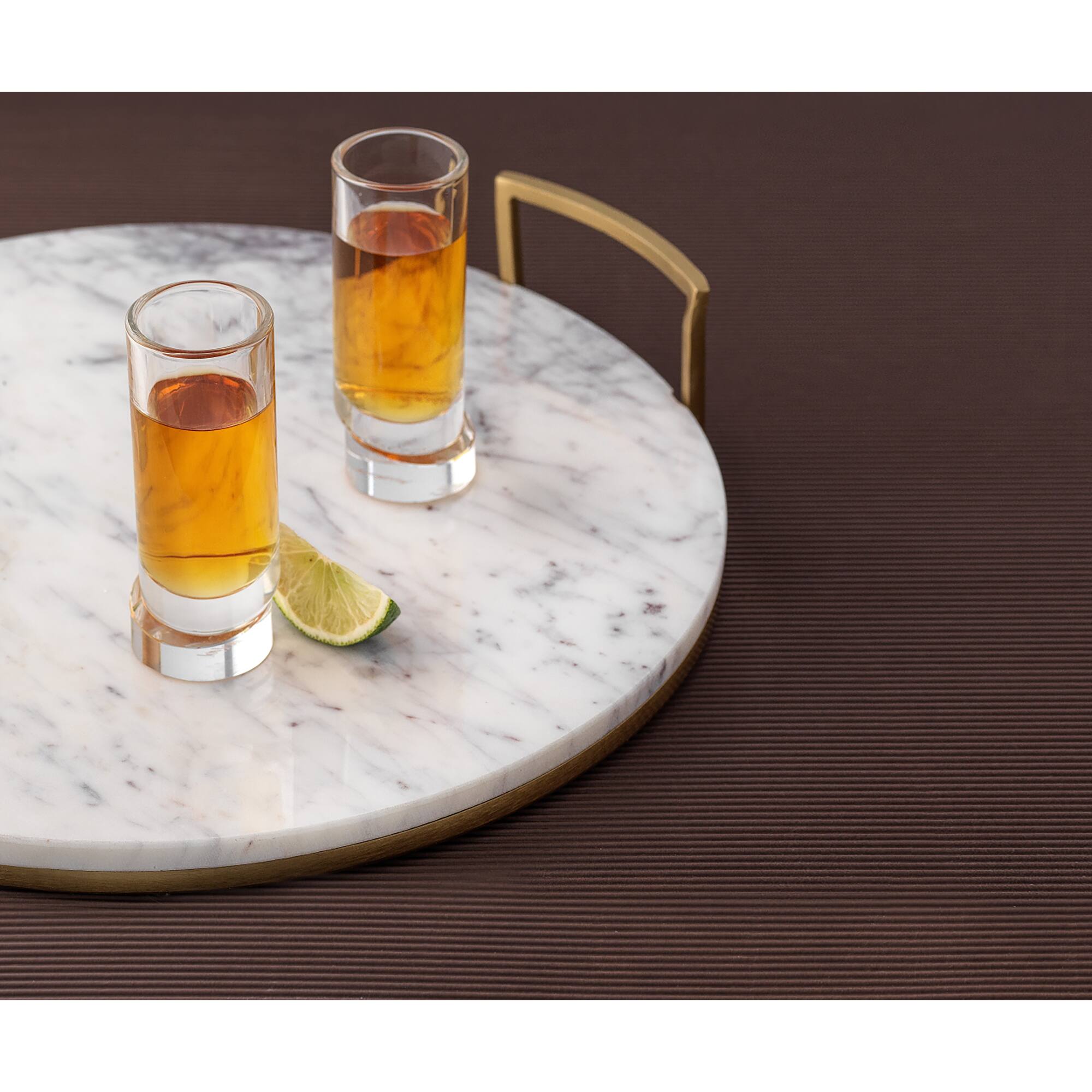 JoyJolt® 1.69oz. Aqua Vitae Round Off Base Shot Glasses, 4ct.